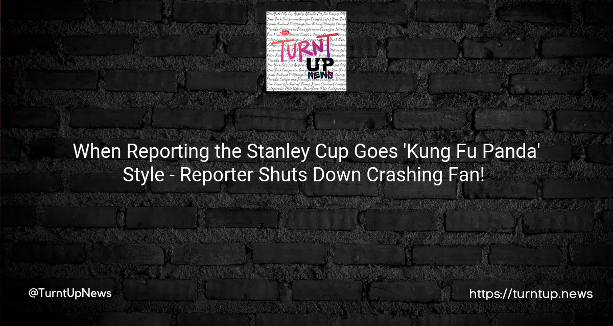 🏒🎥 When Reporting the Stanley Cup Goes ‘Kung Fu Panda’ Style – Reporter Shuts Down Crashing Fan! 🚫